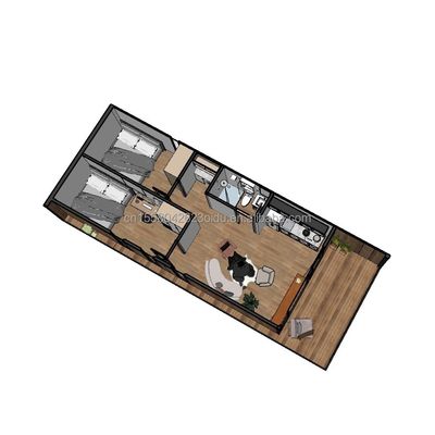 Aço galvanizado flexível portátil modular 2-3 quartos pré-fabricados Flat Pack Cabana de jardim móvel Hotéis Villas Casas prontas