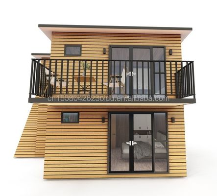 Casas pré-fabricadas portáteis com estrutura de aço galvanizado de aço curvado 180g e 50/75/100mm Wave Sandwich Panel Paredes