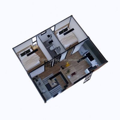 Moderno 2 dormitórios Container de aço expansível Casa pré-fabricada Design para aplicação do shopping Variantes de cores personalizadas