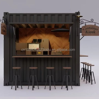 Loja de aço pré-fabricada moderna de 10 pés 20 pés Container Kiosk Mini Bar móvel para cozinha e restaurante ao ar livre Loja de design móvel