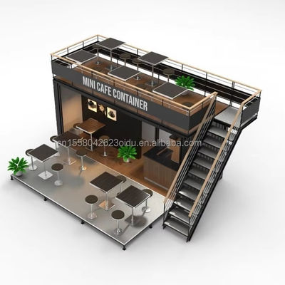 Loja de aço pré-fabricada moderna de 10 pés 20 pés Container Kiosk Mini Bar móvel para cozinha e restaurante ao ar livre Loja de design móvel
