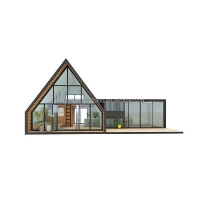 Triângulo de Design Moderno Combinado Flat Pack de Aço e Casa de Contêiner de Madeira Expansível para Aplicação ao Ar Livre 20ft ou 40f