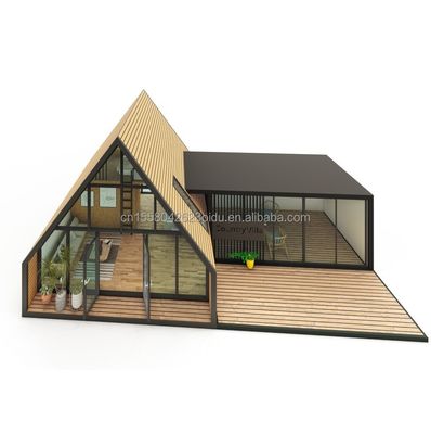 Triângulo de Design Moderno Combinado Flat Pack de Aço e Casa de Contêiner de Madeira Expansível para Aplicação ao Ar Livre 20ft ou 40f