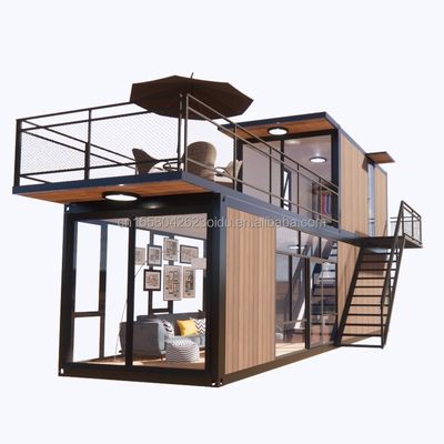 3 quartos Modular Prefab Container House Moderno Design Painel de parede de aço Cor de madeira Expansível Prefabricado para viver