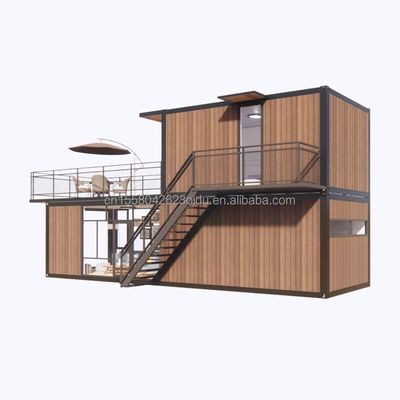 3 quartos Modular Prefab Container House Moderno Design Painel de parede de aço Cor de madeira Expansível Prefabricado para viver