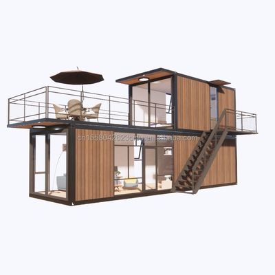 3 quartos Modular Prefab Container House Moderno Design Painel de parede de aço Cor de madeira Expansível Prefabricado para viver