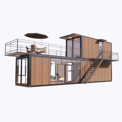 3 quartos Modular Prefab Container House Moderno Design Painel de parede de aço Cor de madeira Expansível Prefabricado para viver