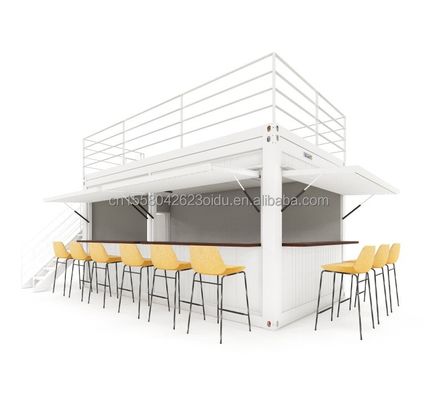 Casa de contêineres pré-fabricada de dois andares para o shopping Boba estilo 50/75/100mm Wave Sandwich Panel Parede e terraço de design moderno