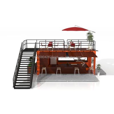Casa de contêineres pré-fabricada de dois andares para o shopping Boba estilo 50/75/100mm Wave Sandwich Panel Parede e terraço de design moderno
