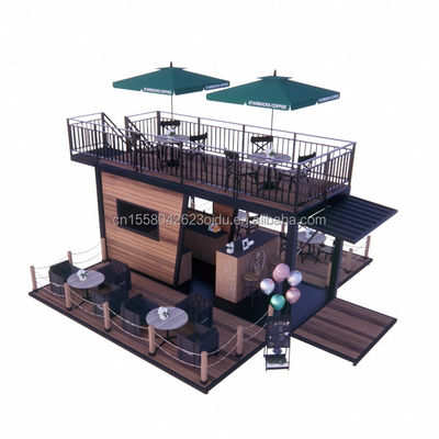 Restaurante móvel pré-fabricado com terraço de aço e paredes de painel de sanduíche de onda