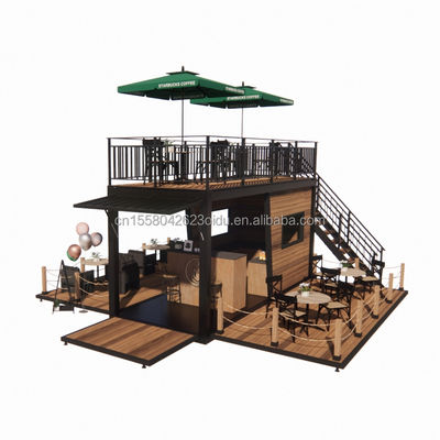 Restaurante móvel pré-fabricado com terraço de aço e paredes de painel de sanduíche de onda