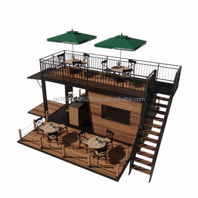 Restaurante móvel pré-fabricado com terraço de aço e paredes de painel de sanduíche de onda