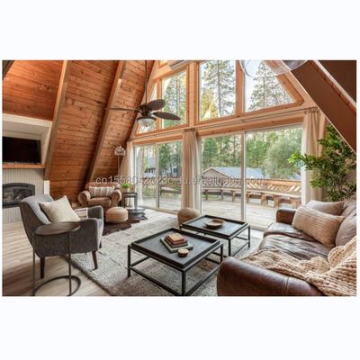 Quadro de aço de cor personalizado Design de luxo moderno Chalet pré-fabricado de jardim de madeira pequenas casas pré-fabricadas modulares Vila para loja