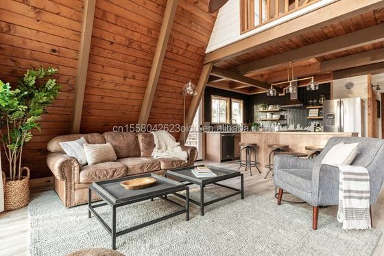 Quadro de aço de cor personalizado Design de luxo moderno Chalet pré-fabricado de jardim de madeira pequenas casas pré-fabricadas modulares Vila para loja