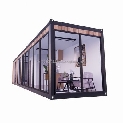 Alojamento em hotéis de resort feito de tubos de aço galvanizado e materiais de madeira modernos em embalagens planas