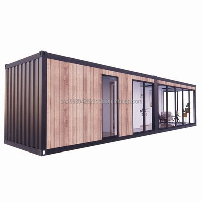 Alojamento em hotéis de resort feito de tubos de aço galvanizado e materiais de madeira modernos em embalagens planas