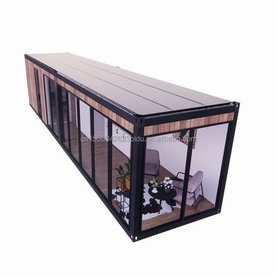 Alojamento em hotéis de resort feito de tubos de aço galvanizado e materiais de madeira modernos em embalagens planas