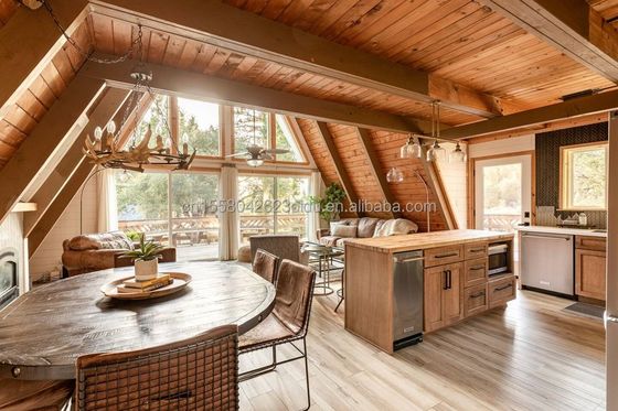 EU Triângulo A-forma Estrutura de aço Quadro Sala moderna Casa pequena Kit pré-fabricado Luxo Triângulo A-forma Casa com casas de madeira