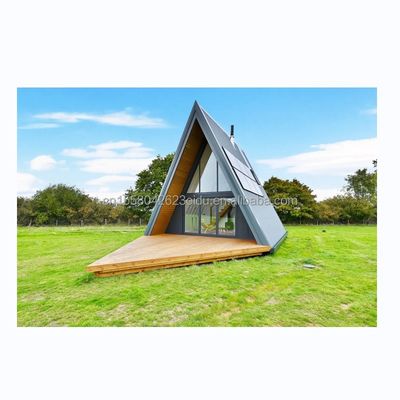 EU Triângulo A-forma Estrutura de aço Quadro Sala moderna Casa pequena Kit pré-fabricado Luxo Triângulo A-forma Casa com casas de madeira