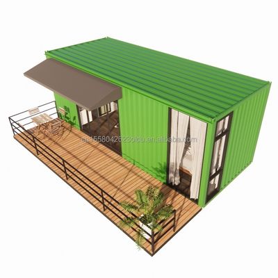 Container de 20 pés de madeira Escritório Estrutura de aço Quadro Soldado Embalagem plana Container House Casa de jardim