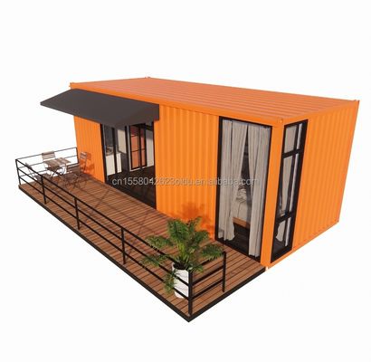 Container de 20 pés de madeira Escritório Estrutura de aço Quadro Soldado Embalagem plana Container House Casa de jardim