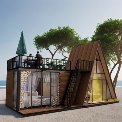 Cores personalizadas Estrutura de aço modular Casa triangular 50/75/100mm Painel de sanduíche de onda Casa de madeira de design de luxo