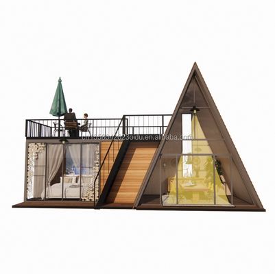 Cores personalizadas Estrutura de aço modular Casa triangular 50/75/100mm Painel de sanduíche de onda Casa de madeira de design de luxo