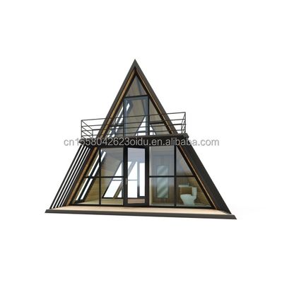 Resort Triângulo Forma Casa de madeira Estrutura de aço com aço galvanizado Dobragem 180g e 50/75/100mm Wave Sandwich Panel Paredes