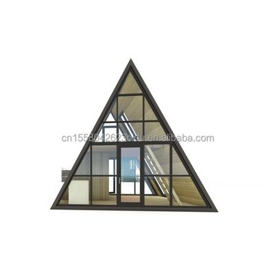 Resort Triângulo Forma Casa de madeira Estrutura de aço com aço galvanizado Dobragem 180g e 50/75/100mm Wave Sandwich Panel Paredes