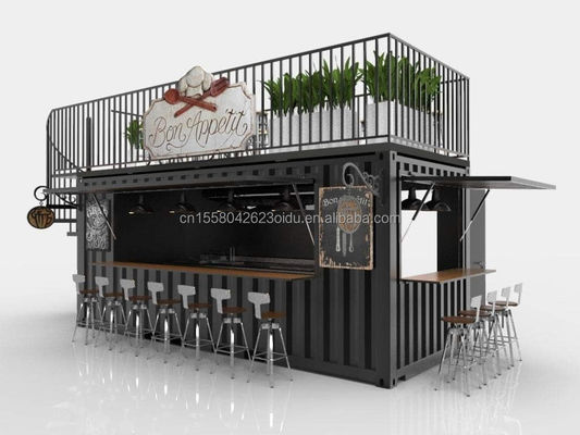 Estilo de design moderno Painel de sanduíche de aço de dois andares Container externo Bar Café para negócios de bebidas alimentares