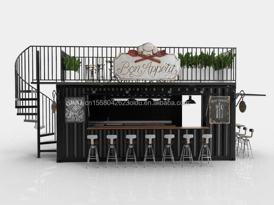 Estilo de design moderno Painel de sanduíche de aço de dois andares Container externo Bar Café para negócios de bebidas alimentares
