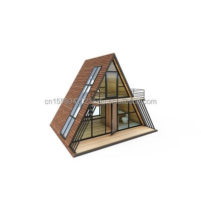 Resort Triângulo Forma Casa de madeira Estrutura de aço com aço galvanizado Dobragem 180g e 50/75/100mm Wave Sandwich Panel Paredes