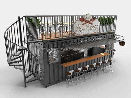 Estilo de design moderno Painel de sanduíche de aço de dois andares Container externo Bar Café para negócios de bebidas alimentares