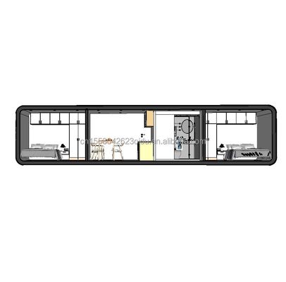 Habitação familiar acessível 2 quartos Casa de madeira com estrutura de tubo quadrado de aço galvanizado e jardim