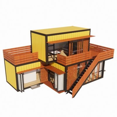 Lojas comerciais de rua Sala dobrável Combinação com renovação amarela Indústria de vento ao ar livre Casa de contêineres de embalagem plana