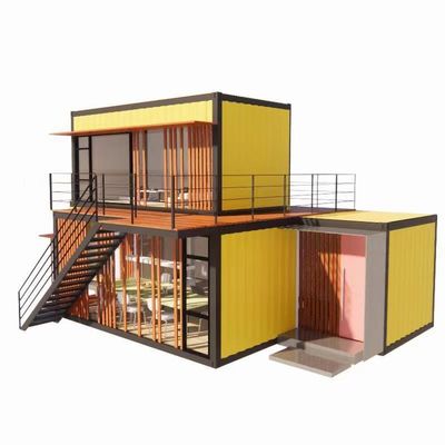 Lojas comerciais de rua Sala dobrável Combinação com renovação amarela Indústria de vento ao ar livre Casa de contêineres de embalagem plana