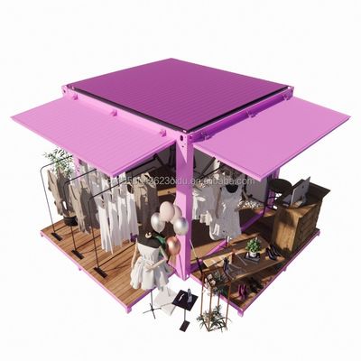 Container de transporte de aço dobrável de design moderno Prefabricado Flat Pack Lojas ao ar livre com cor e envio personalizados