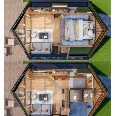 Casa de contêineres pré-fabricada de embalagem plana de 20 pés padrão da UE com dobragem de aço galvanizado 180g Sala triangular em estrutura de aço