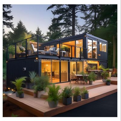 Casa móvel em estilo familiar de 40 pés de cor personalizada com estrutura de aço pré-fabricada e parede exterior de madeira