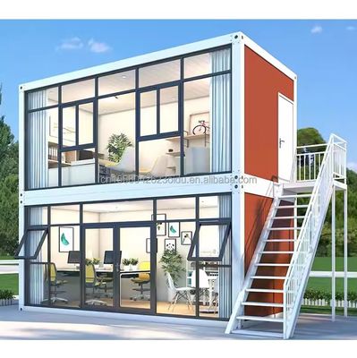 Container de transporte modificado para escritório para empresas ao ar livre Casas de contêineres pré-fabricadas modulares de aço de dois andares