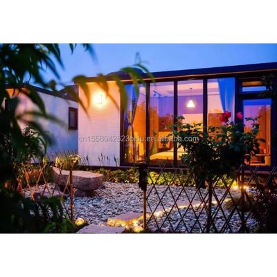 Materiais ecológicos 20ft 40ft 2 quartos pré-fabricados jardim cabana casa portas de vidro contentor casa de madeira para hotel