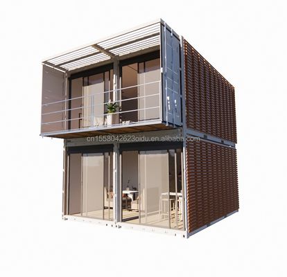 Container de transporte modificado para escritório para empresas ao ar livre Casas de contêineres pré-fabricadas modulares de aço de dois andares