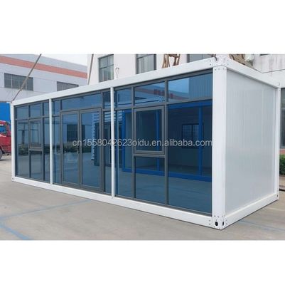 Hotel Resort Steel Frame Office Container House com painel de sanduíche de onda de 50/75/100 mm e dobragem de aço galvanizado 180g