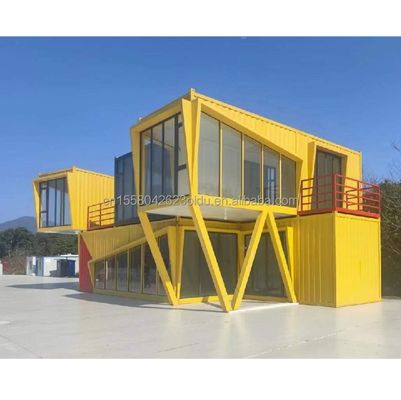Hotel Resort Steel Frame Office Container House com painel de sanduíche de onda de 50/75/100 mm e dobragem de aço galvanizado 180g