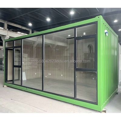 Hotel Resort Steel Frame Office Container House com painel de sanduíche de onda de 50/75/100 mm e dobragem de aço galvanizado 180g