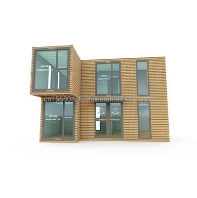 Container de transporte modificado para escritório para empresas ao ar livre Casas de contêineres pré-fabricadas modulares de aço de dois andares
