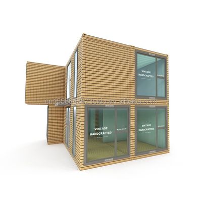 Container de transporte modificado para escritório para empresas ao ar livre Casas de contêineres pré-fabricadas modulares de aço de dois andares