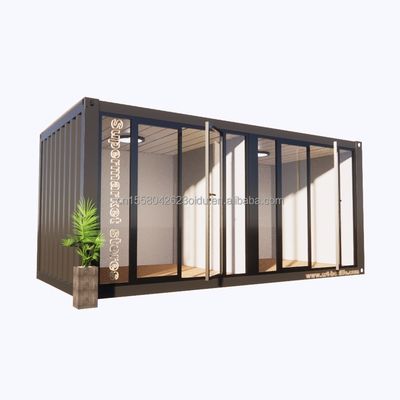 Janela de liga de alumínio e painel de sanduíche de onda de 50/75/100 mm 20ft Container pré-fabricado Loja de roupas Container Kiosk Loja móvel