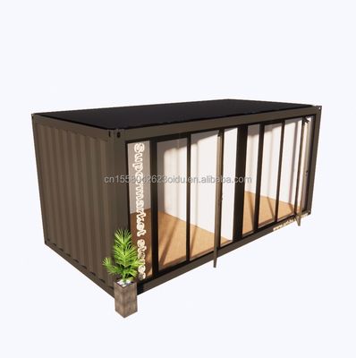 Janela de liga de alumínio e painel de sanduíche de onda de 50/75/100 mm 20ft Container pré-fabricado Loja de roupas Container Kiosk Loja móvel