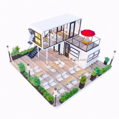 Quadro de estrutura de aço Soldado 20ft Luxury Portátil Casas Prefabricadas com cor personalizada para Food Street Café